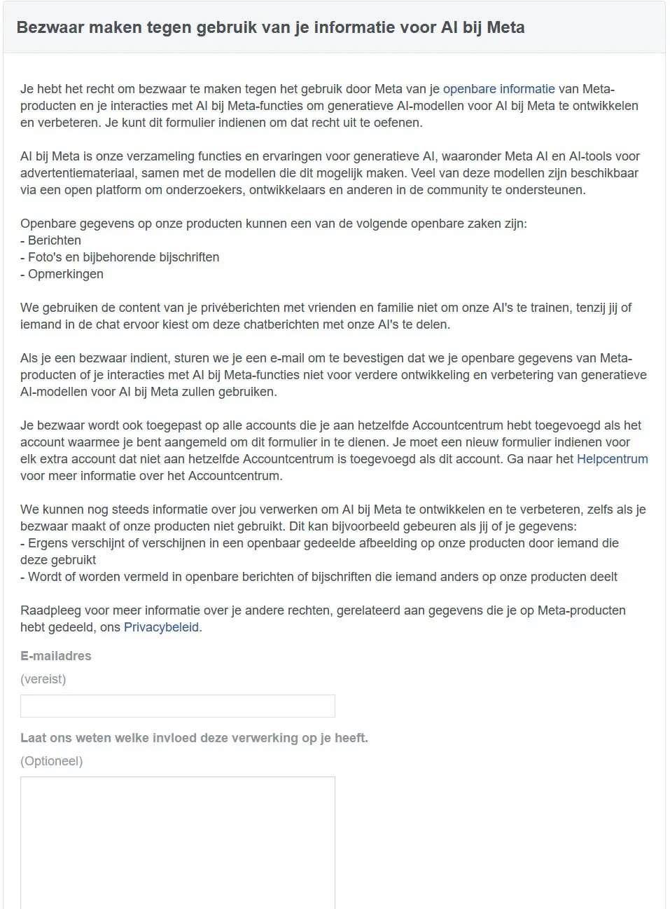 meta formulier meta formulier bezwaar aantekenen