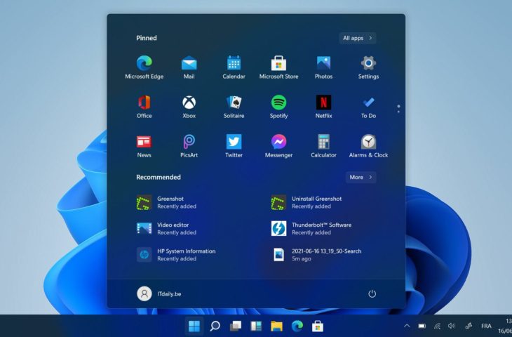 Premier aperçu du menu Démarrer renouvelé de Windows 11